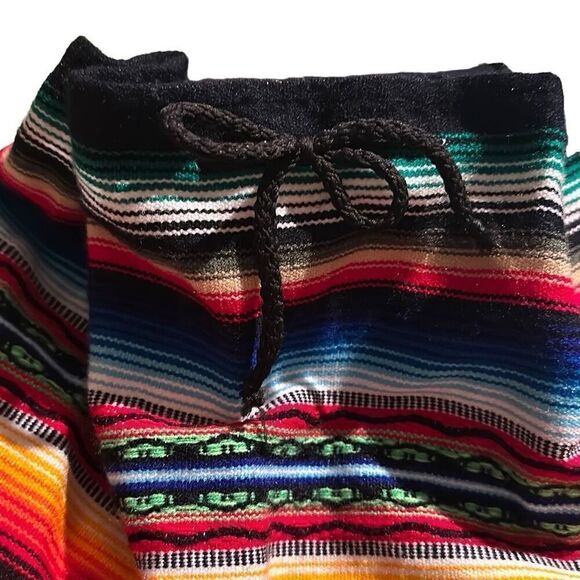 "NEW" Striped Multicolor Drawstring Tribal Peruvian Boho Backpack Unisex OS - Picture 9 of 13